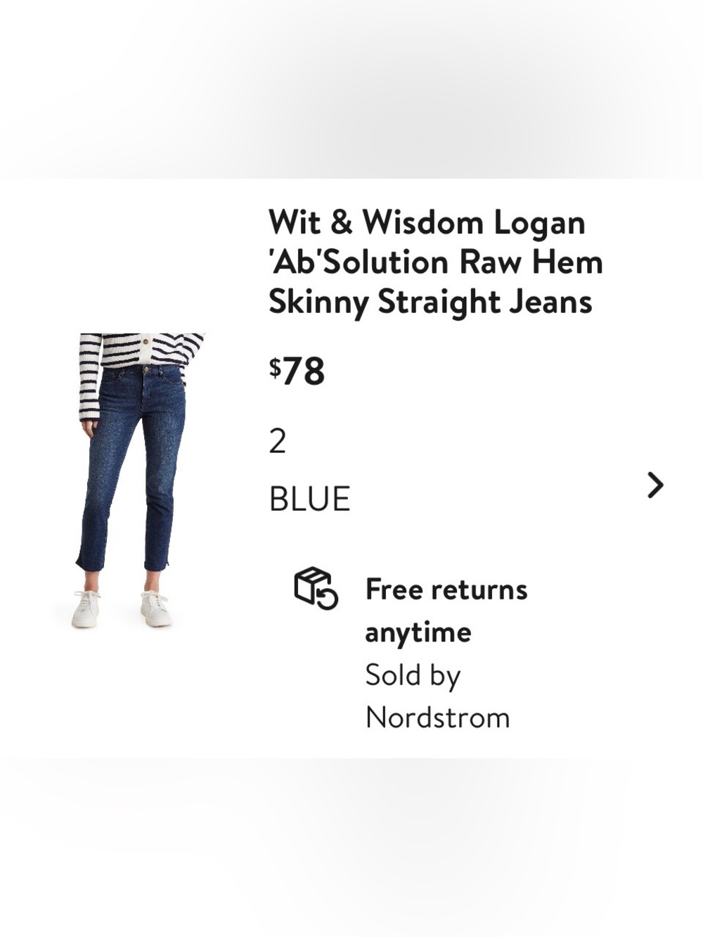 Wit & Wisdom Dark Blue Skinny Jeans with Raw Hem